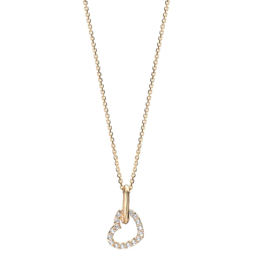 Collier Or jaune 14K Zircone Coeur 42-45 cm