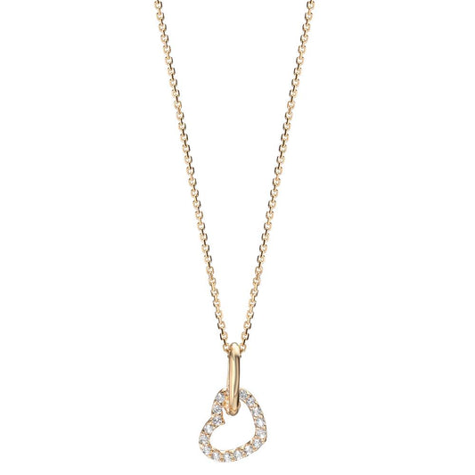 Collier 585/14 K Gelbgold Zirkonia Herz verstellbar