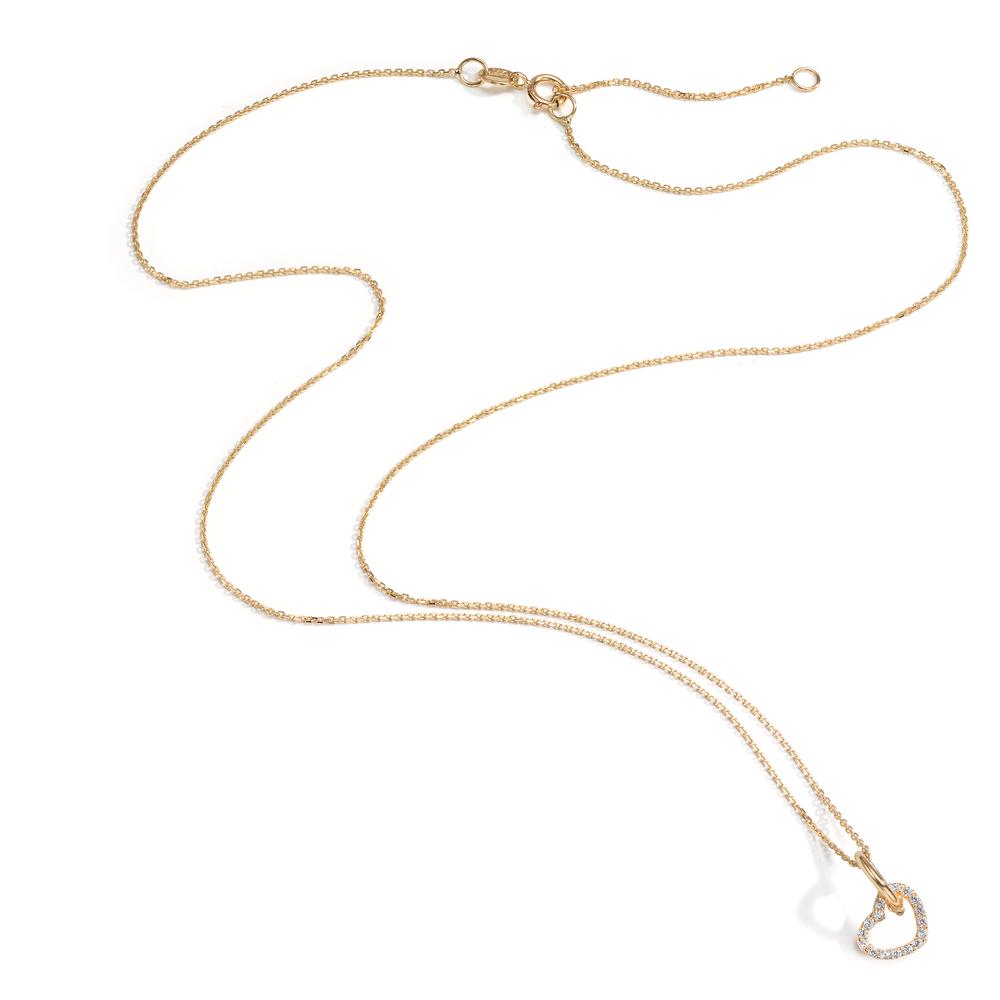 Collier 585/14 K Gelbgold Zirkonia Herz verstellbar