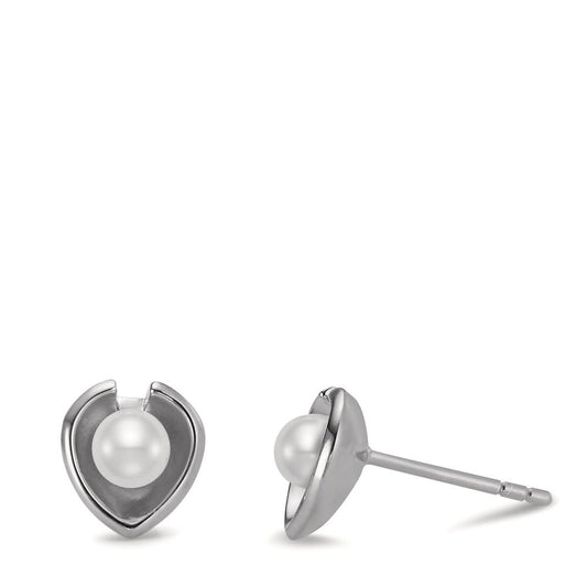 Clous d'oreilles Argent Rhodié perle d'eau douce Ø8 mm