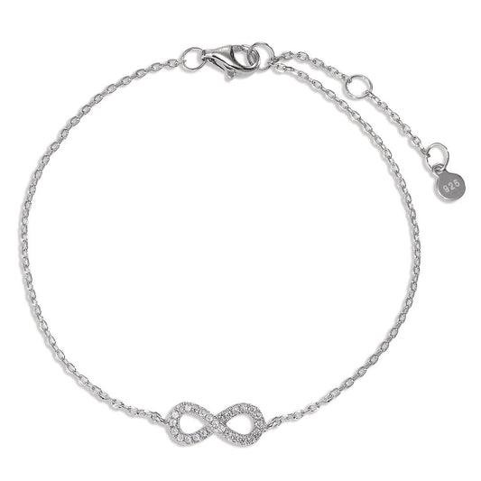 Bracelet Argent Zircone Rhodié Infini 16-20 cm