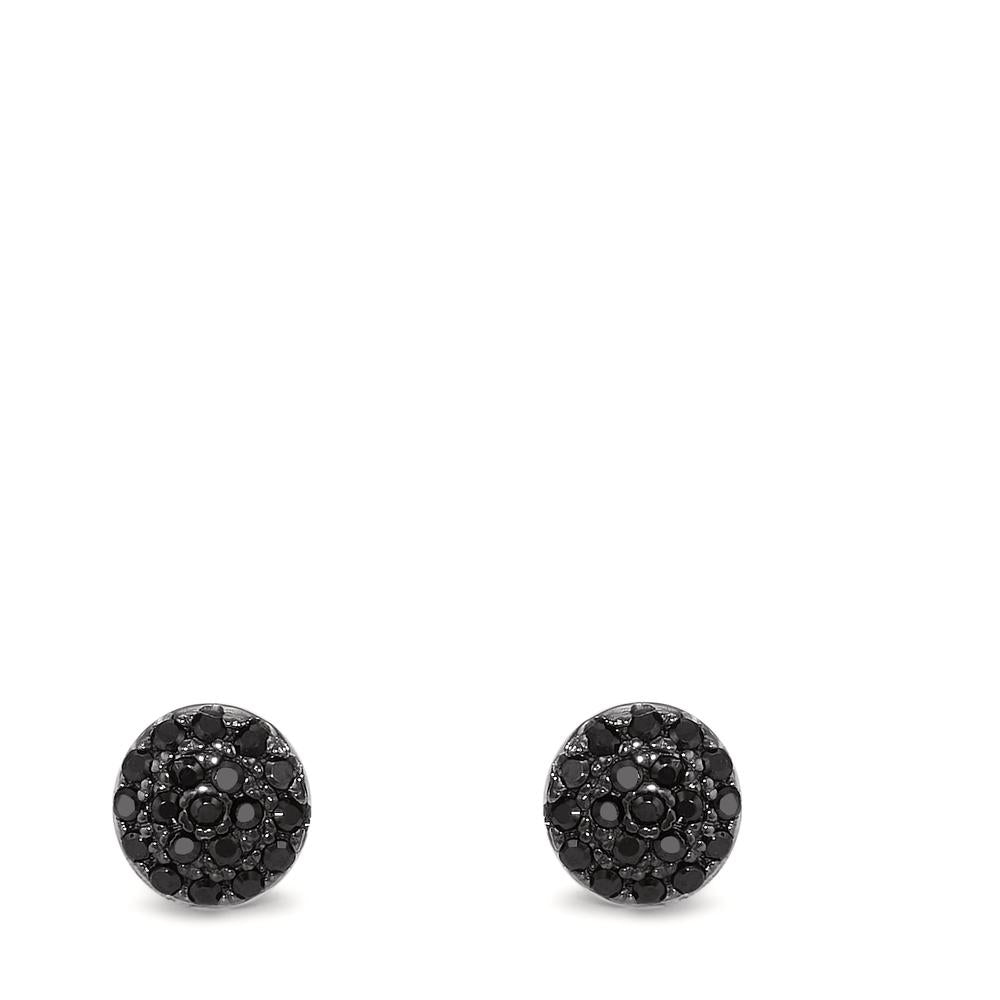 Clous d'oreilles Argent Zircone noir Rhodié Ø6 mm