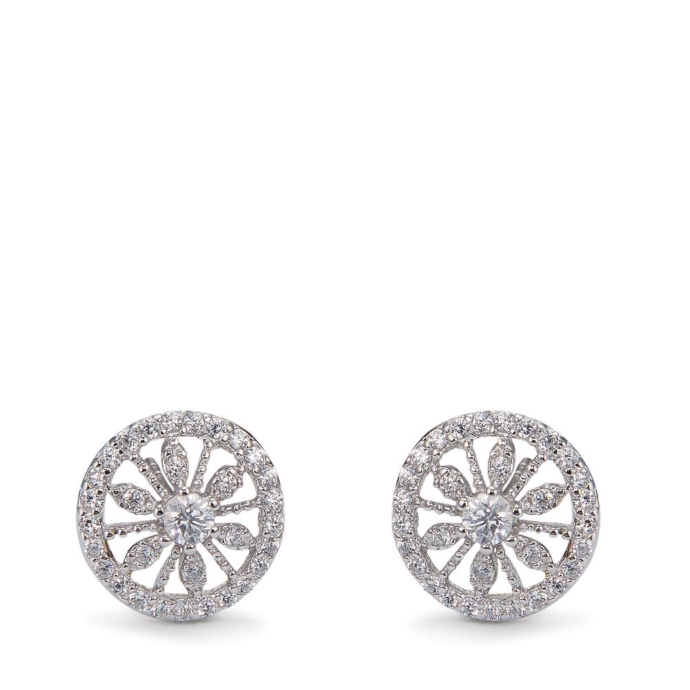 Clous d'oreilles Argent Zircone blanc Rhodié Ø10 mm