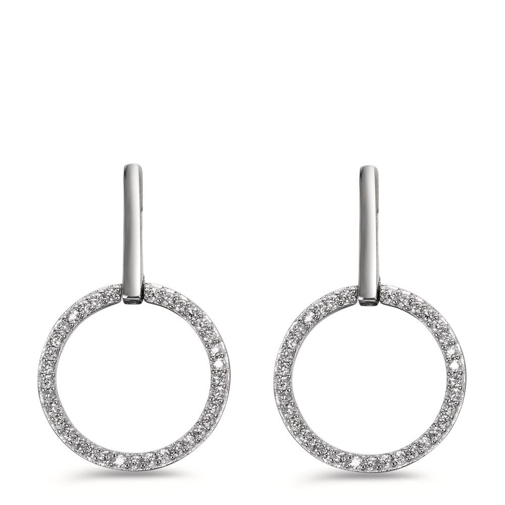 Pendant d'oreilles Argent Zircone blanc Rhodié Ø15 mm