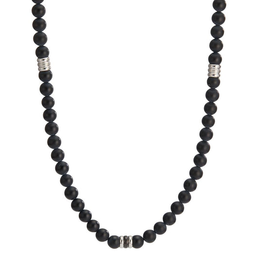 Collier Acier inoxydable Agate noir 50 cm Ø6.5 mm