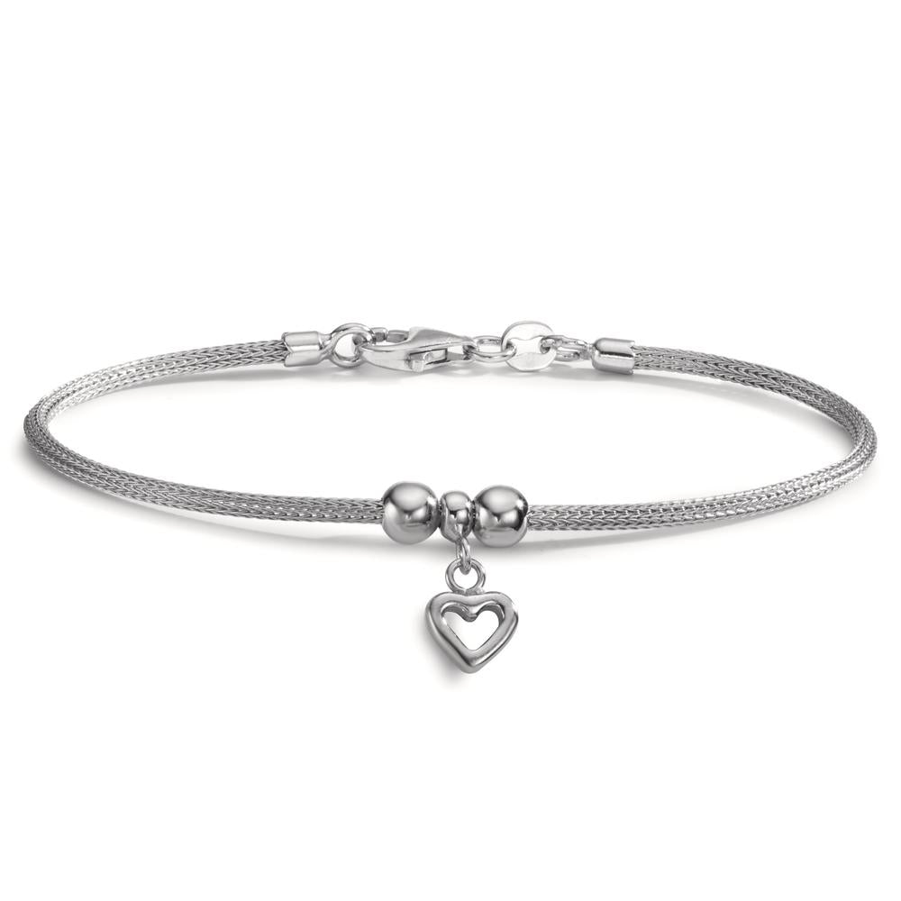 Bracelet Argent Rhodié Coeur 18.5 cm