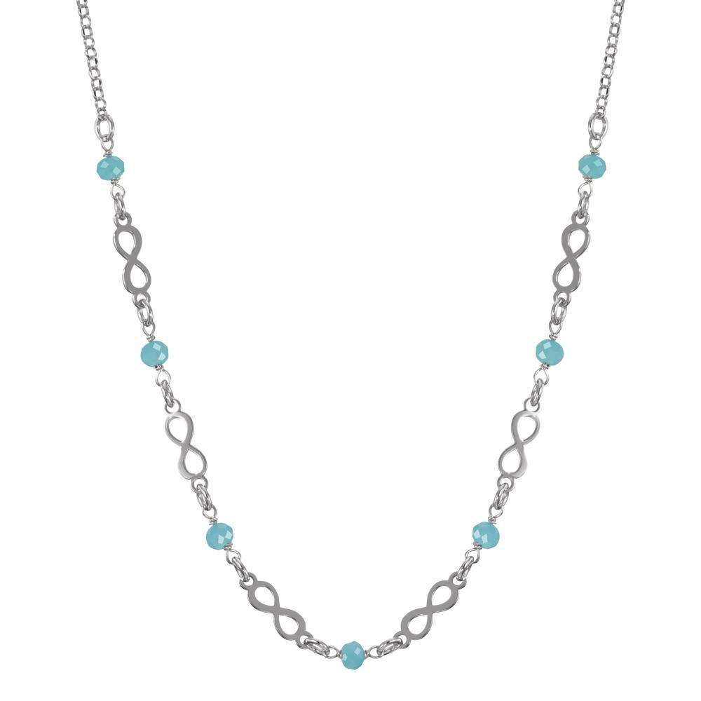 Collier Argent Cristal aqua, 7 Pierres Rhodié Infini 42-45 cm