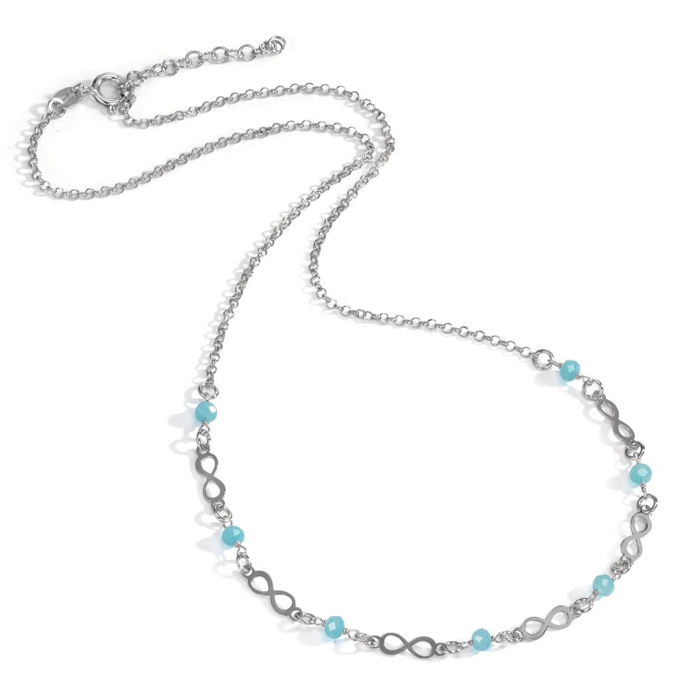 Collier Argent Cristal aqua, 7 Pierres Rhodié Infini 42-45 cm