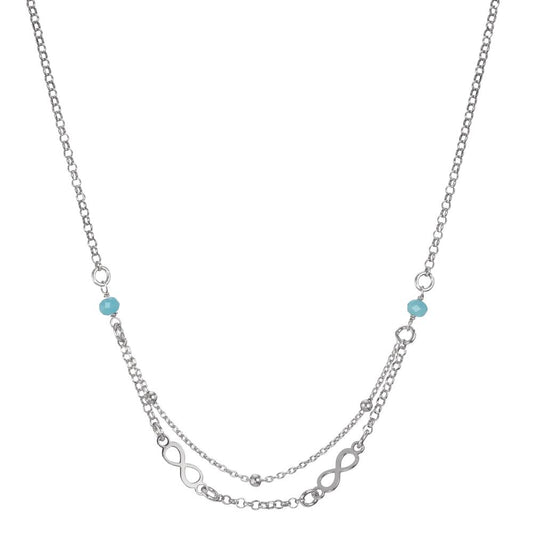 Collana Argento Cristallo acqua, 2 pietra rodiato Infinito 38-41 cm