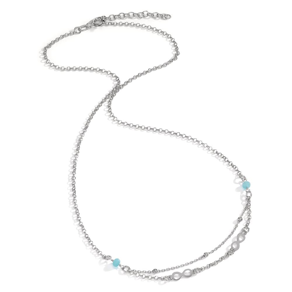 Collier Argent Cristal aqua, 2 Pierres Rhodié Infini 38-41 cm