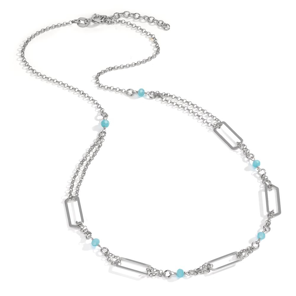 Collier Silber Kristall aqua, 6 Steine rhodiniert verstellbar