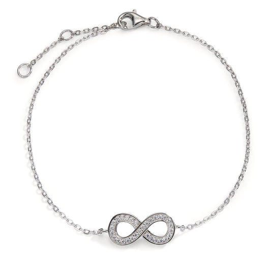 Bracciale Argento Zirconia rodiato Infinito 17-20 cm