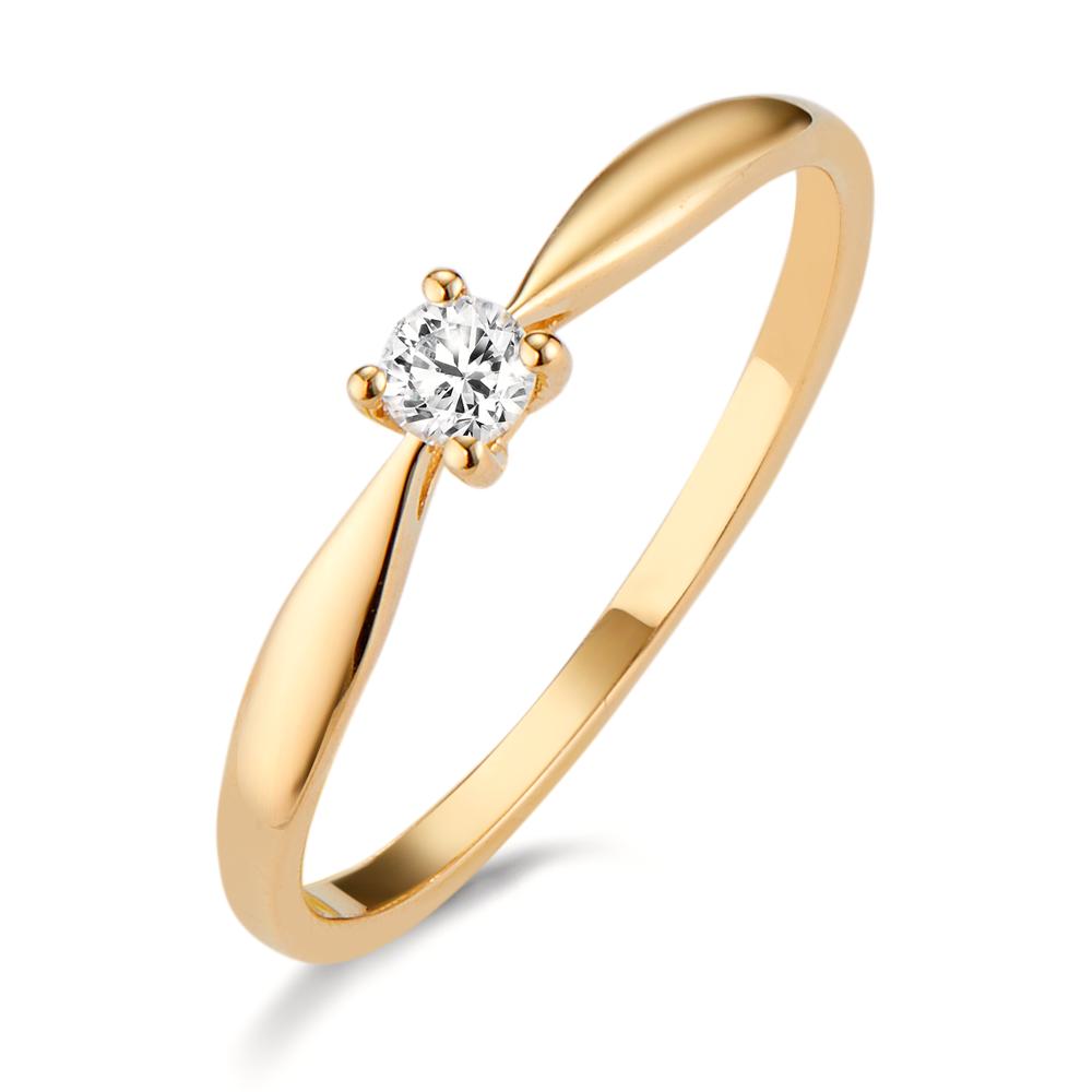 Solitär Ring 750/18 K Gelbgold Diamant 0.10 ct, w-si