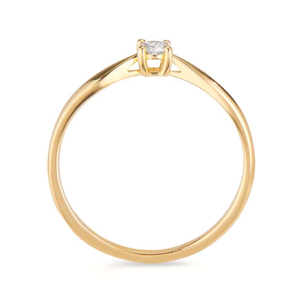 Solitär Ring 750/18 K Gelbgold Diamant 0.10 ct, w-si