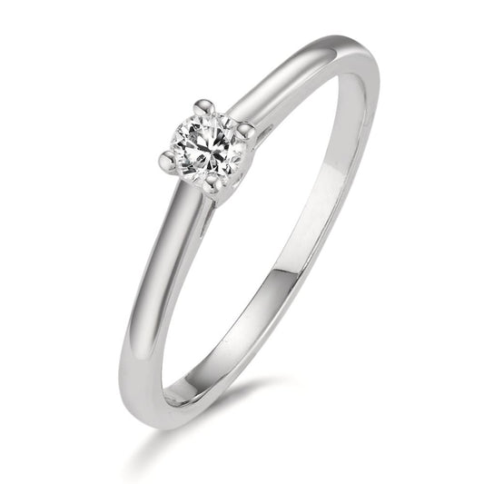 Bague solitaire Or blanc 18K Diamant 0.15 ct, w-si