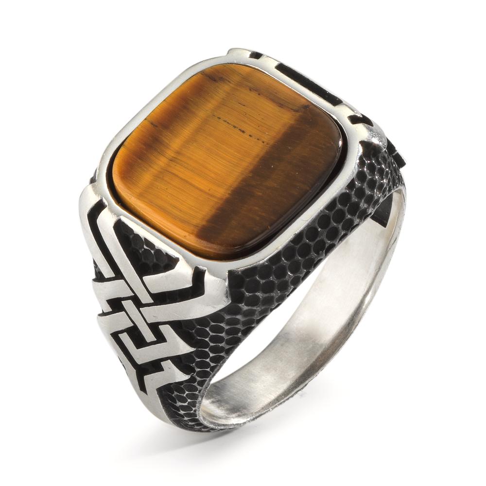 Bague Argent L’œil de tigre Patinée