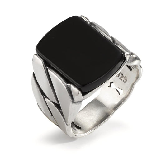 Bague Argent Onyx Patinée