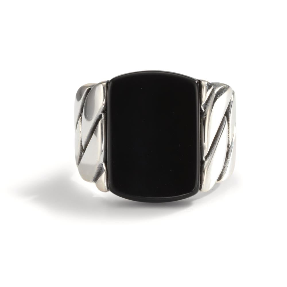 Bague Argent Onyx Patinée