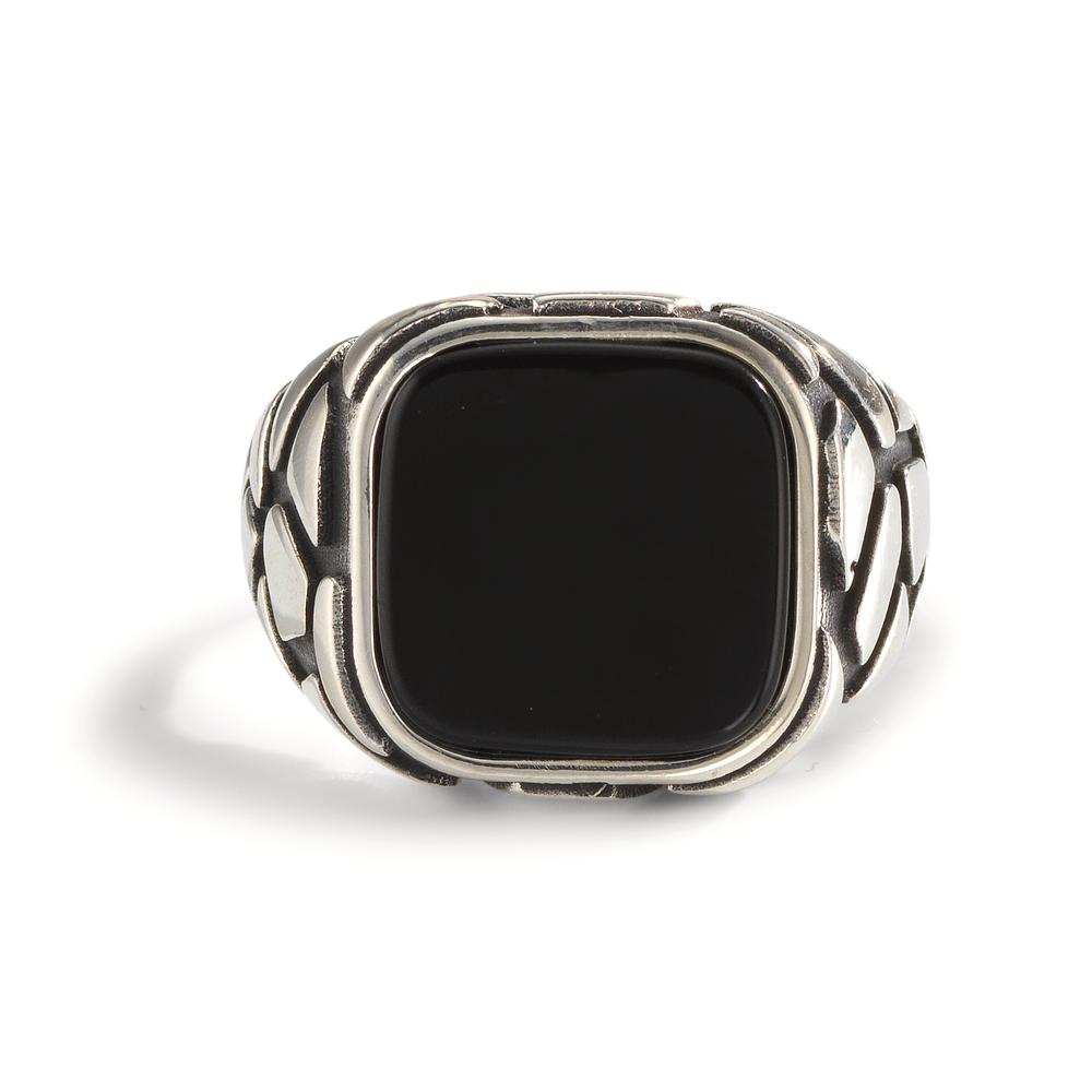 Fingerring Silber Onyx patiniert