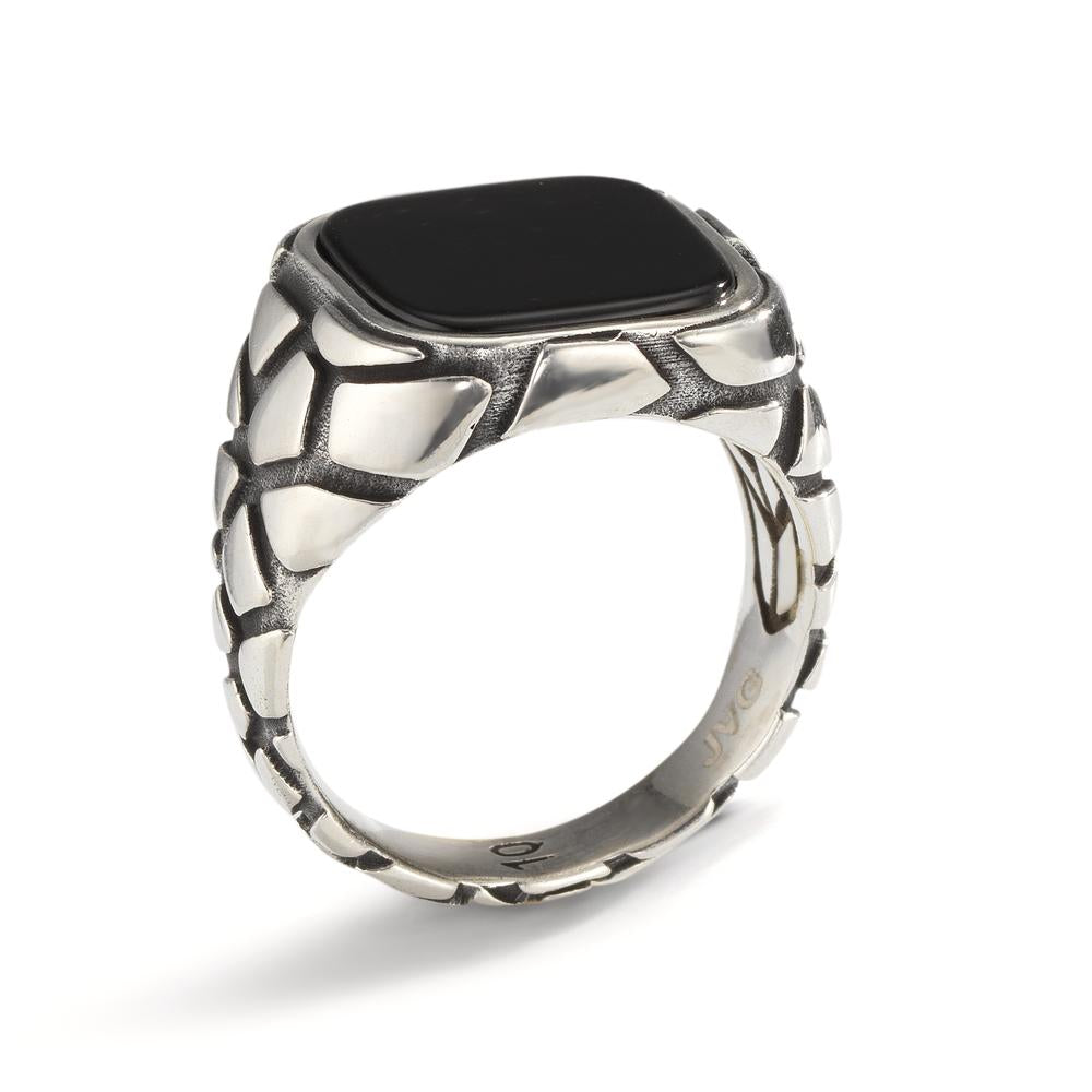 Fingerring Silber Onyx patiniert