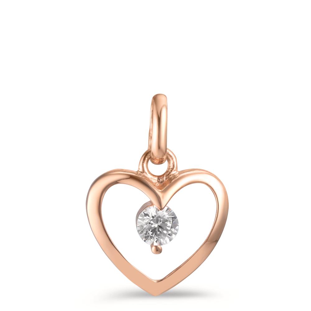 Pendentif Argent Zircone rosé Plaqué or Coeur Ø10 mm