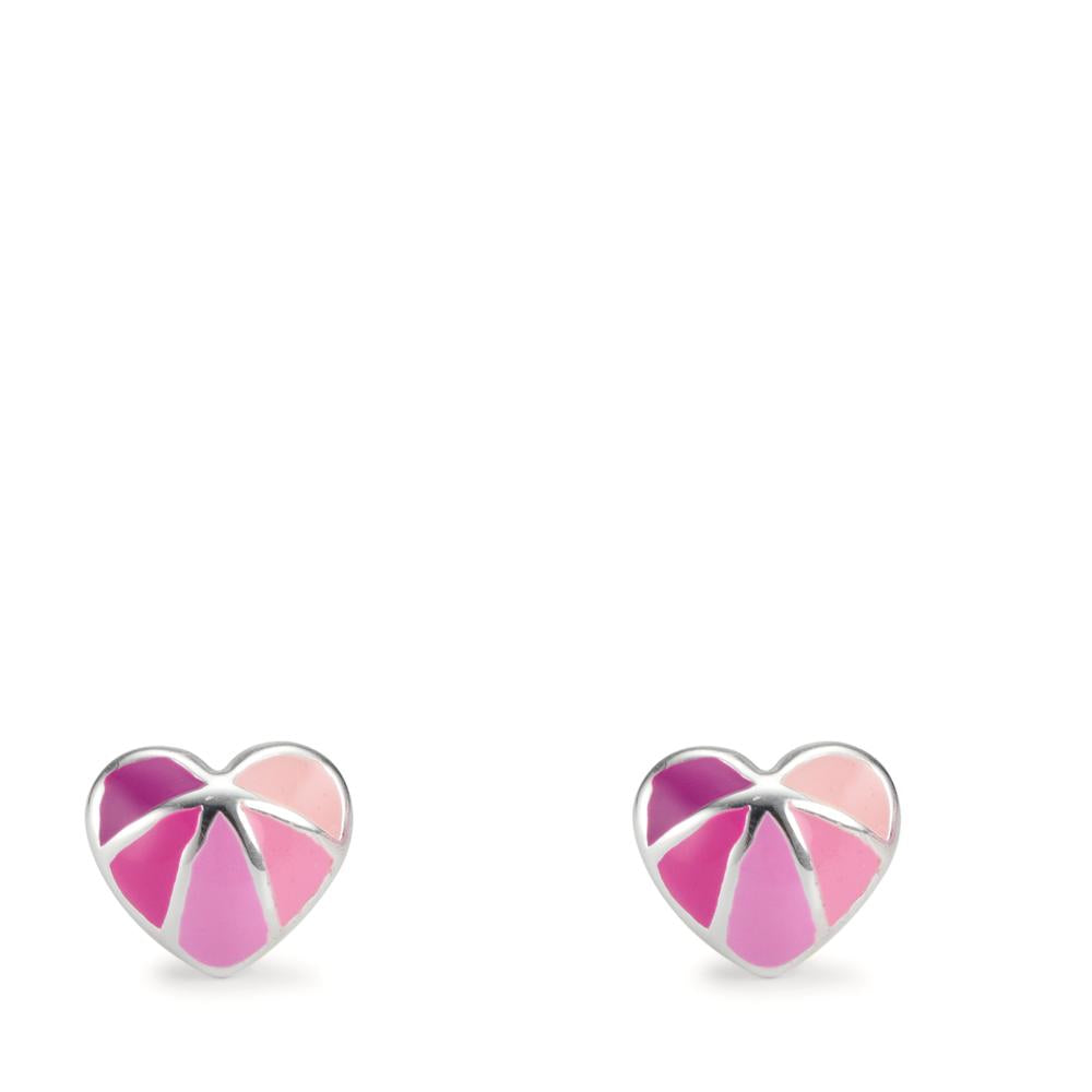 Clous d'oreilles Argent Émaillé Coeur Ø5 mm