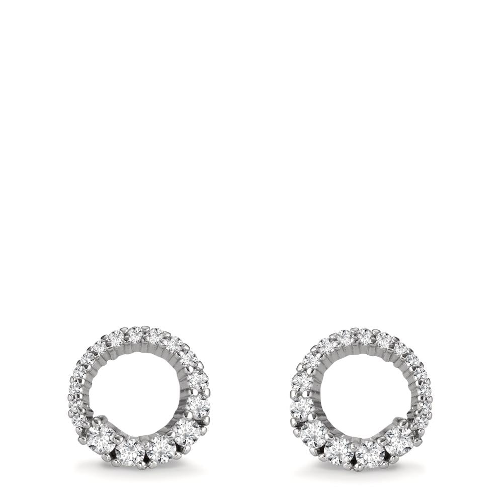 Clous d'oreilles Or blanc 18K Zircone Ø9.5 mm