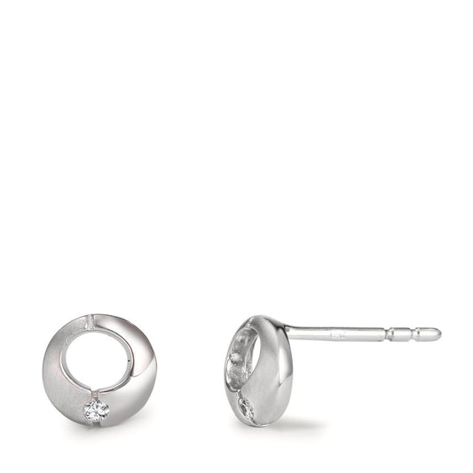 Clous d'oreilles Or blanc 18K Zircone 2 Pierres Ø6.5 mm