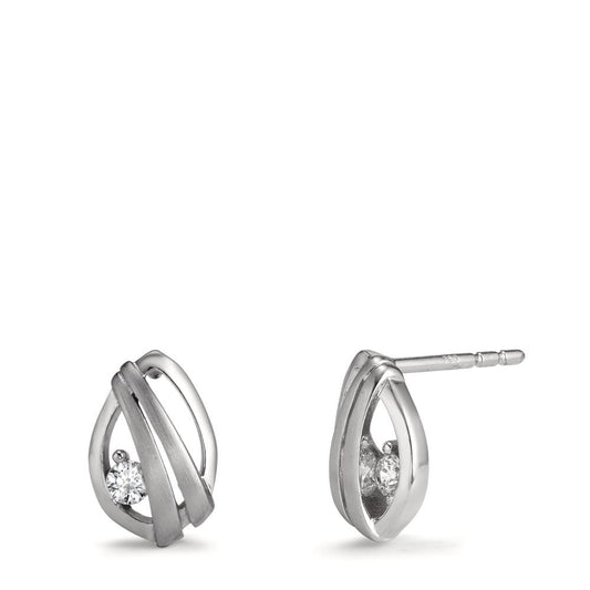 Clous d'oreilles Or blanc 18K Zircone 2 Pierres