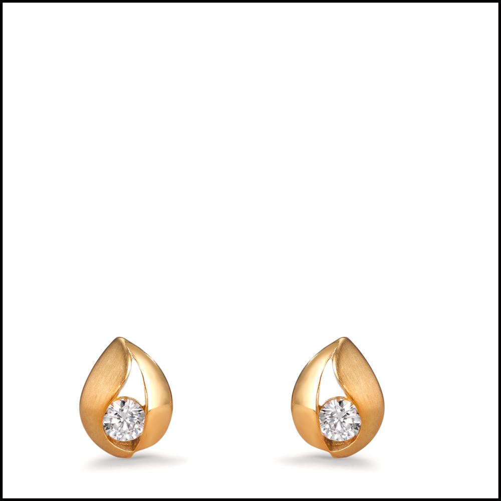 Clous d'oreilles Or jaune 9K Zircone 2 Pierres