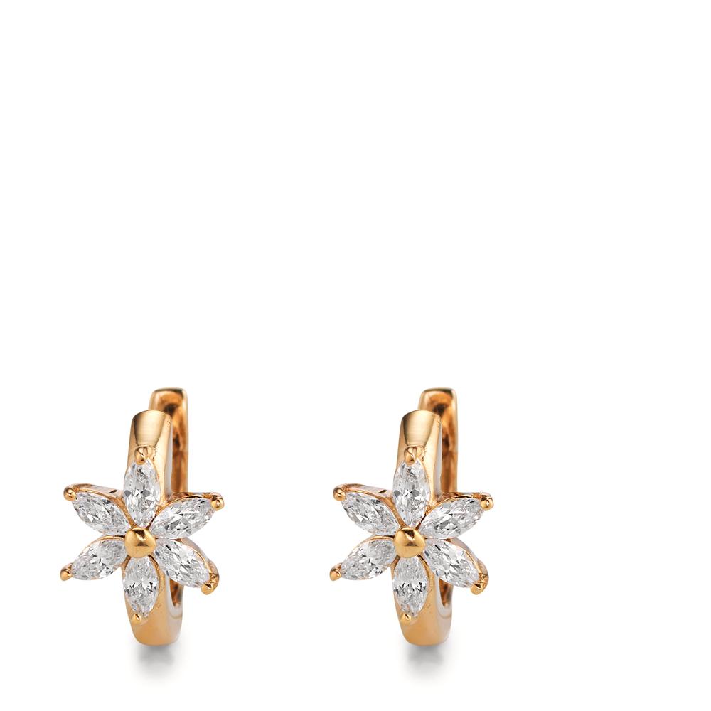 Klappcreolen 375/9 K Gelbgold Zirkonia 12 Steine Blume