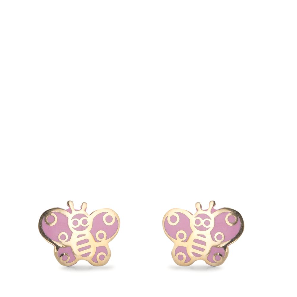 Clous d'oreilles Or jaune 9K Laqué Papillon Ø5.5 mm