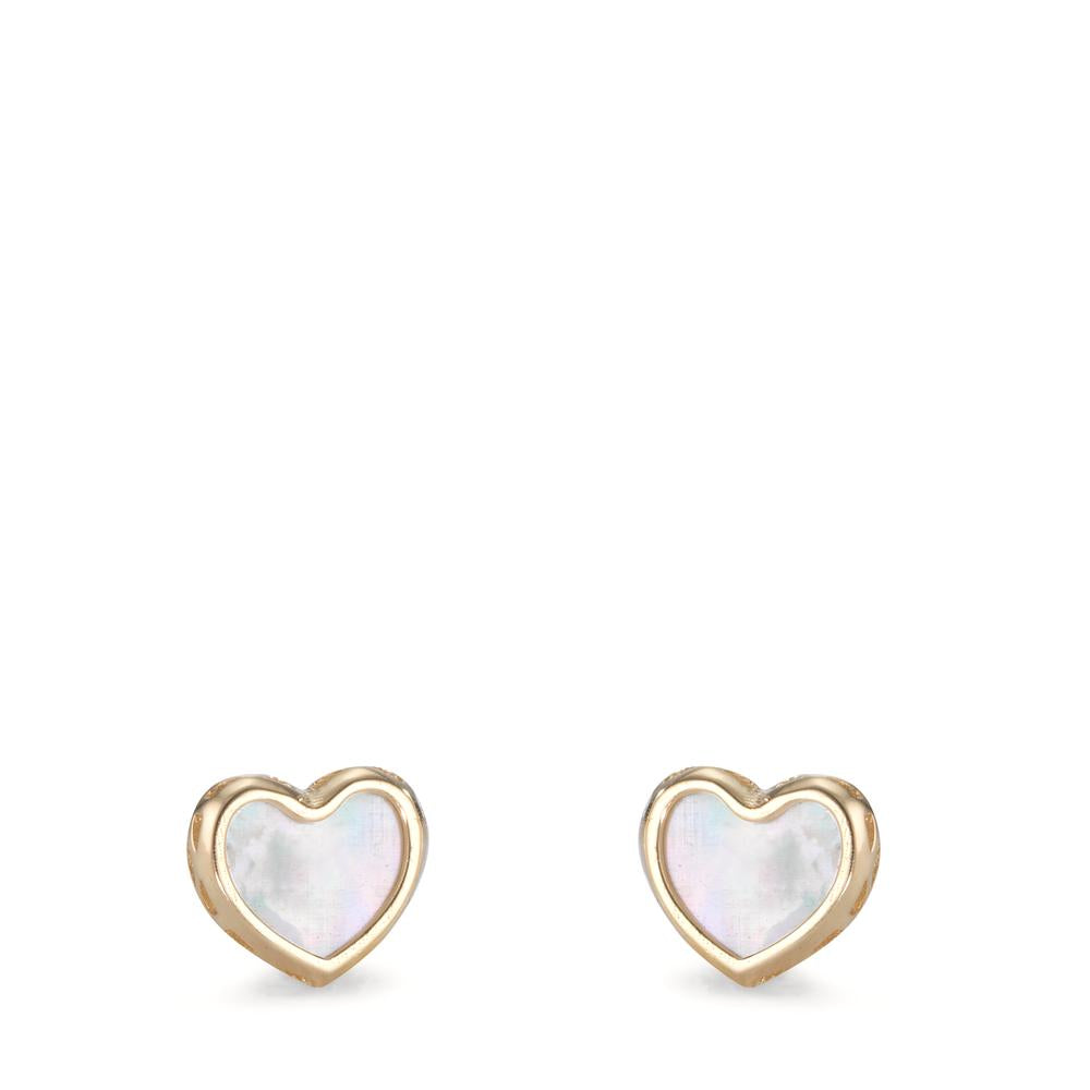 Clous d'oreilles Or jaune 9K nacre Coeur Ø5.5 mm