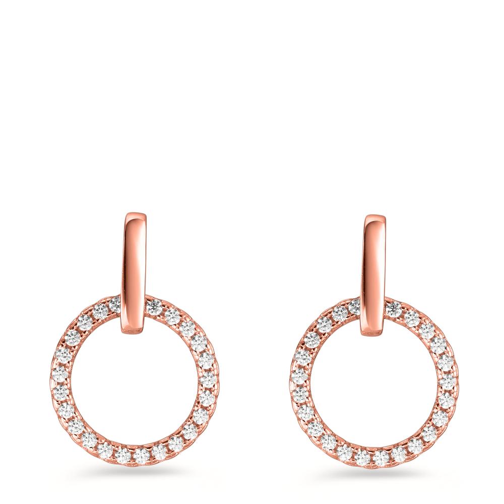 Pendant d'oreilles Argent Zircone rosé Plaqué or Ø13 mm