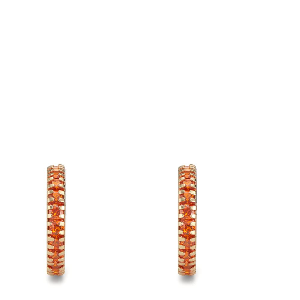 Créoles Or jaune 9K Zircone orange, 32 Pierres