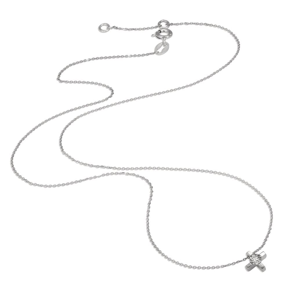 Collier Or blanc 18K Diamant 0.015 ct, w-si Croix 40-42 cm