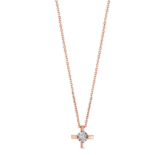 Collier 750/18 K Rotgold Diamant 0.015 ct, w-si Kreuz verstellbar