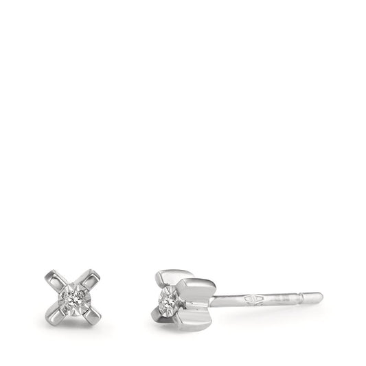 Clous d'oreilles Or blanc 18K Diamant 0.01 ct, 2 Pierres, w-si Ø3.5 mm