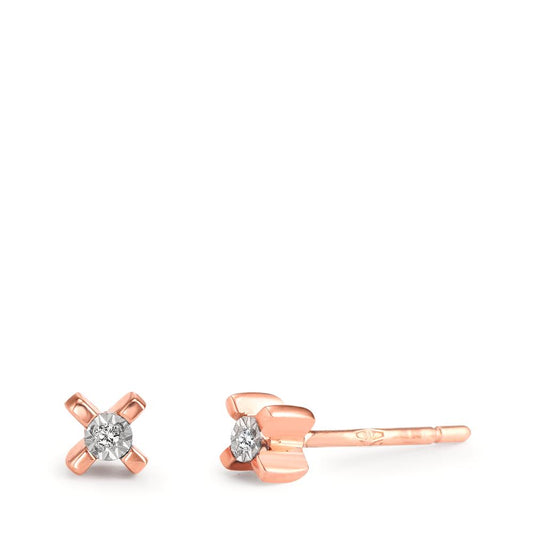 Clous d'oreilles Or jaune 18K Diamant 0.01 ct, 2 Pierres, w-si Ø3.5 mm