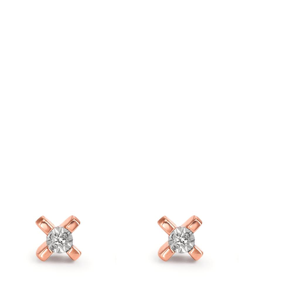 Clous d'oreilles Or jaune 18K Diamant 0.01 ct, 2 Pierres, w-si Ø3.5 mm