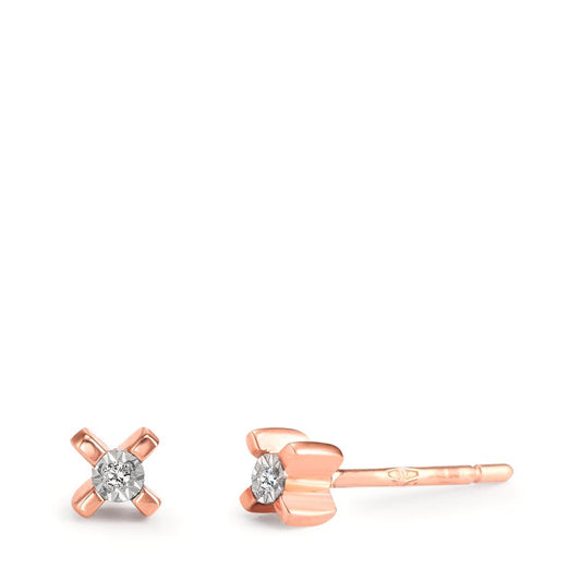 Clous d'oreilles Or rouge 18K Diamant 0.01 ct, 2 Pierres, w-si Ø3.5 mm