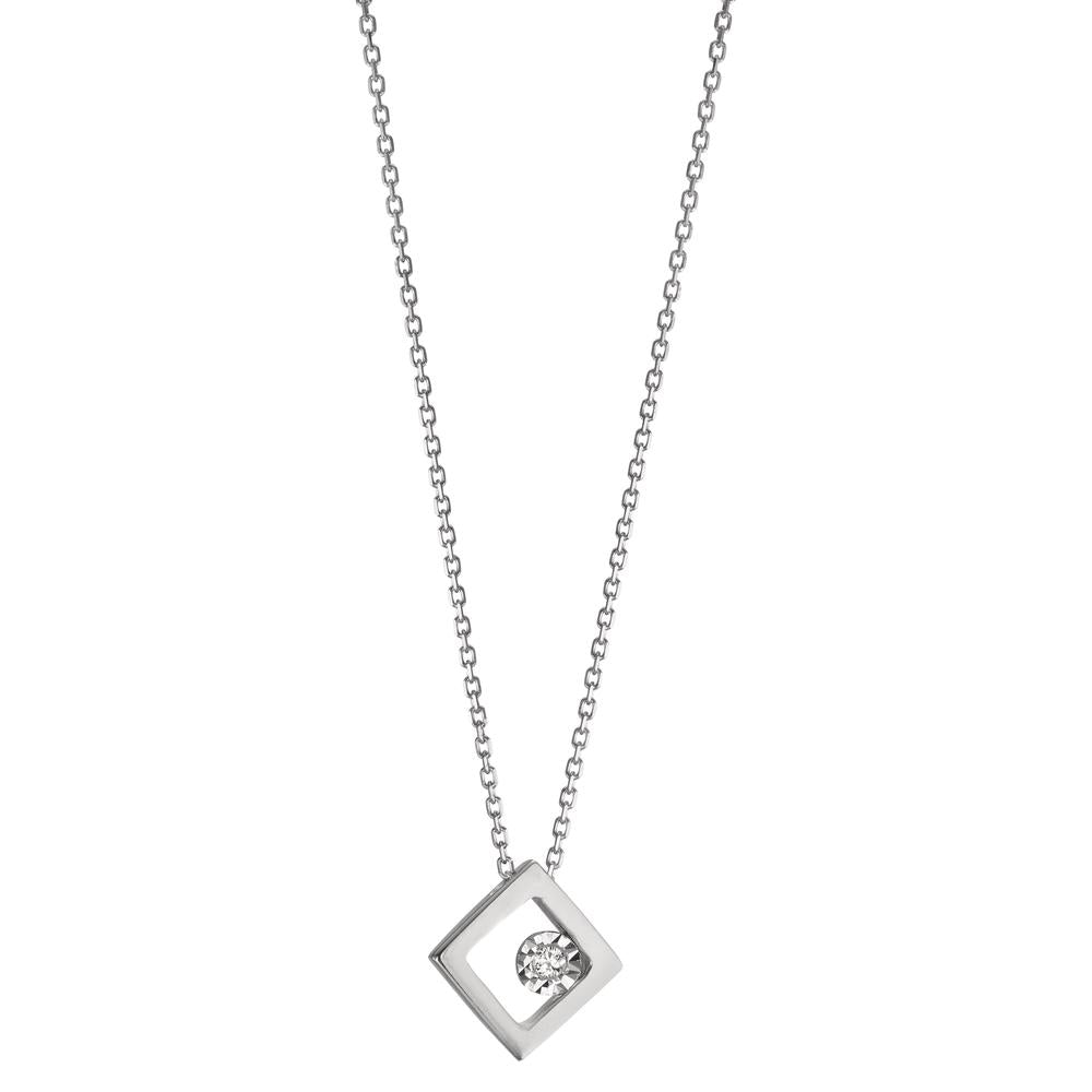 Collier Or blanc 18K Diamant 0.008 ct, w-si 40-42 cm