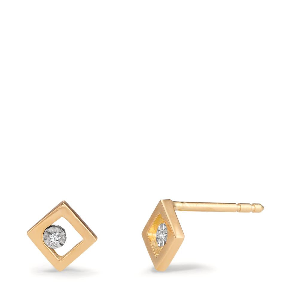 Clous d'oreilles Or jaune 18K Diamant 0.01 ct, 2 Pierres, w-si Ø4.8 mm