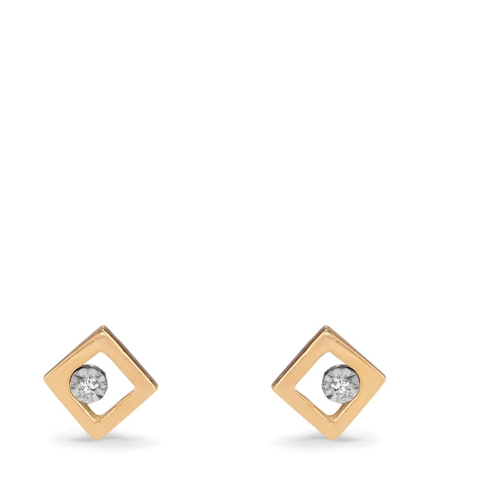 Clous d'oreilles Or jaune 18K Diamant 0.01 ct, 2 Pierres, w-si Ø4.8 mm