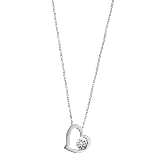 Collier Or blanc 18K Diamant 0.015 ct, w-si Coeur 40-42 cm Ø8 mm