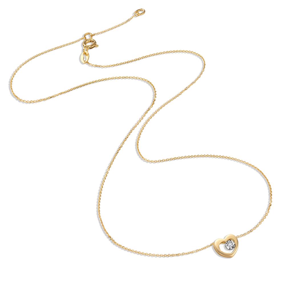 Collier Or jaune 18K Diamant 0.008 ct, w-si Coeur 40-42 cm Ø6.5 mm