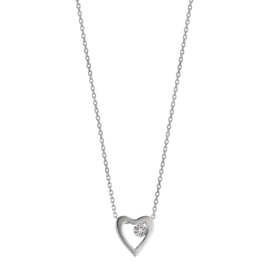 Collier Or blanc 18K Diamant 0.005 ct, w-si Coeur 40-42 cm Ø6 mm