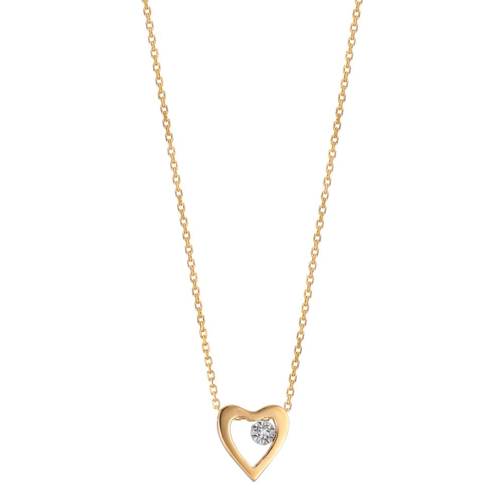 Collana Oro giallo 750/18 carati Diamante 0.005 ct, w-si Cuore 40-42 cm Ø6 mm