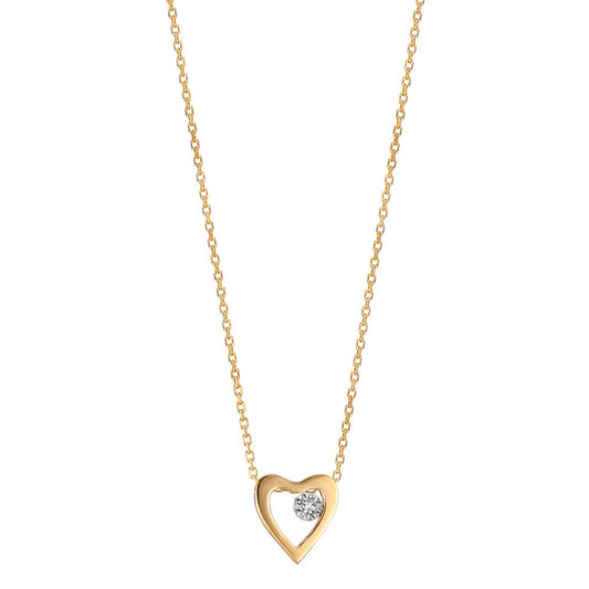 Collana Oro giallo 750/18 carati Diamante 0.005 ct, w-si Cuore 40-42 cm Ø6 mm