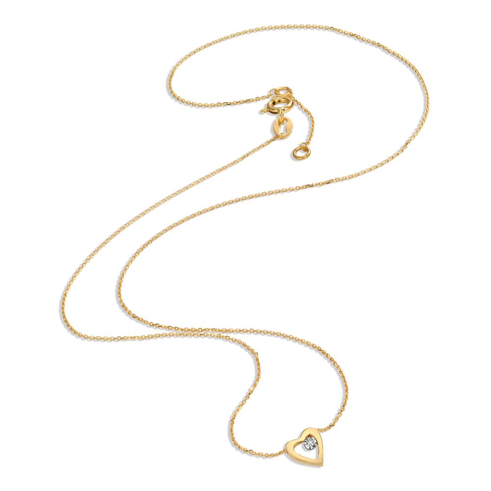 Collier Or jaune 18K Diamant 0.005 ct, w-si Coeur 40-42 cm Ø6 mm